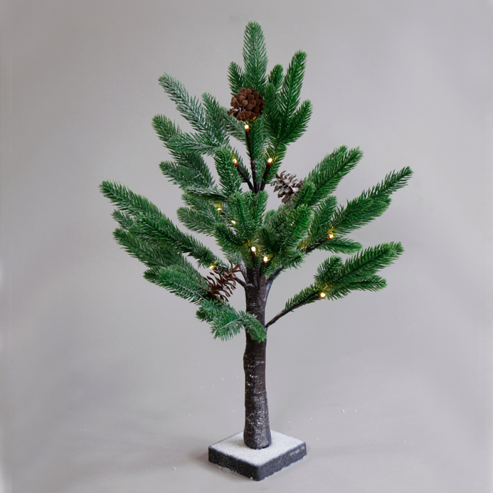 ^ “SNOW PINE TREE WITH PINE CONES” 24 WW LED ΛΑΜΠΑΚ. IP20 3xAA ΥΨΟΣ 60CM ΒΑΣΗ 10x10CM  -X1024114